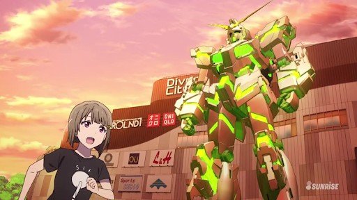 In Front of the Unicorn Gundam